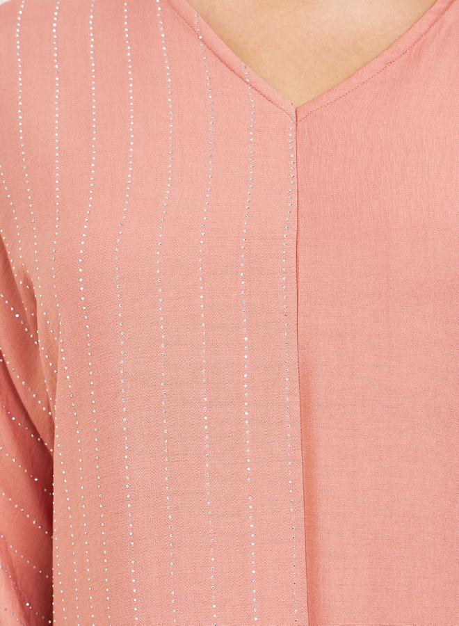 Amirah Women Peach Embellished A-Line Jalabiya - Image 3